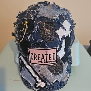 Distressed Denim Patchwork Hat